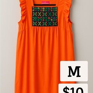 Hanna Andersson Orange Dress with Embroidered Detail